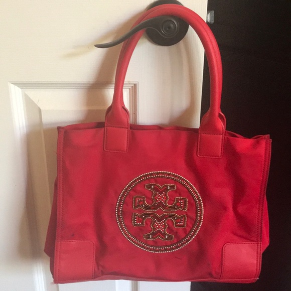 Tory Burch Satchel in Color Red, with Beaded Logo - Picture 1 of 7